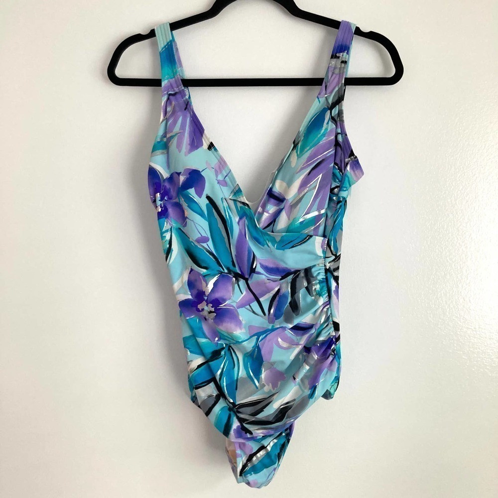 Miraclesuit one piece lagoon  floral crossover